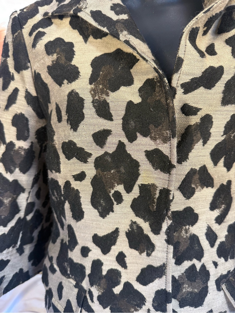 Lafayette 148 New York Leopard-Print Blazer in Black and Tan - Picture 3 of 8